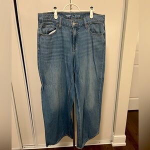 Old Navy Mid-Rise Baggy Wide-Leg Jeans dark blue